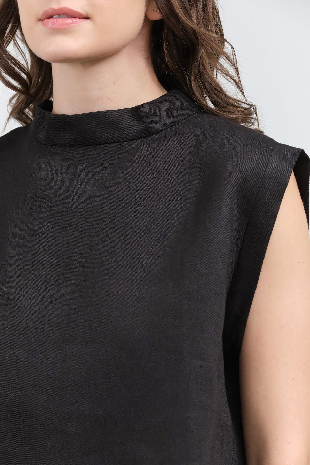 Collar view of Bacchus Top in Black