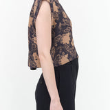 Designer Brand Rachel Comey Bacchus Cropped Top in Black Cero Print