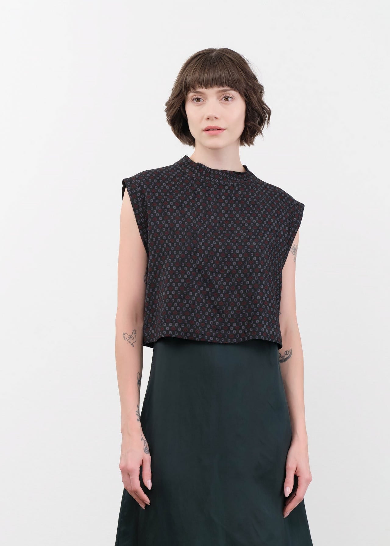 Rachel Comey Apparel Womens Blouses Bacchus Top in Evergreen Multi