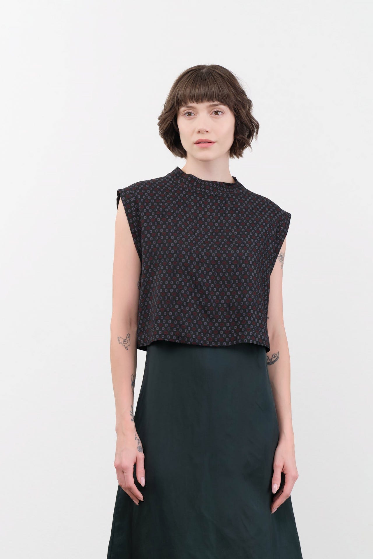 Rachel Comey Apparel Womens Blouses Bacchus Top in Evergreen Multi