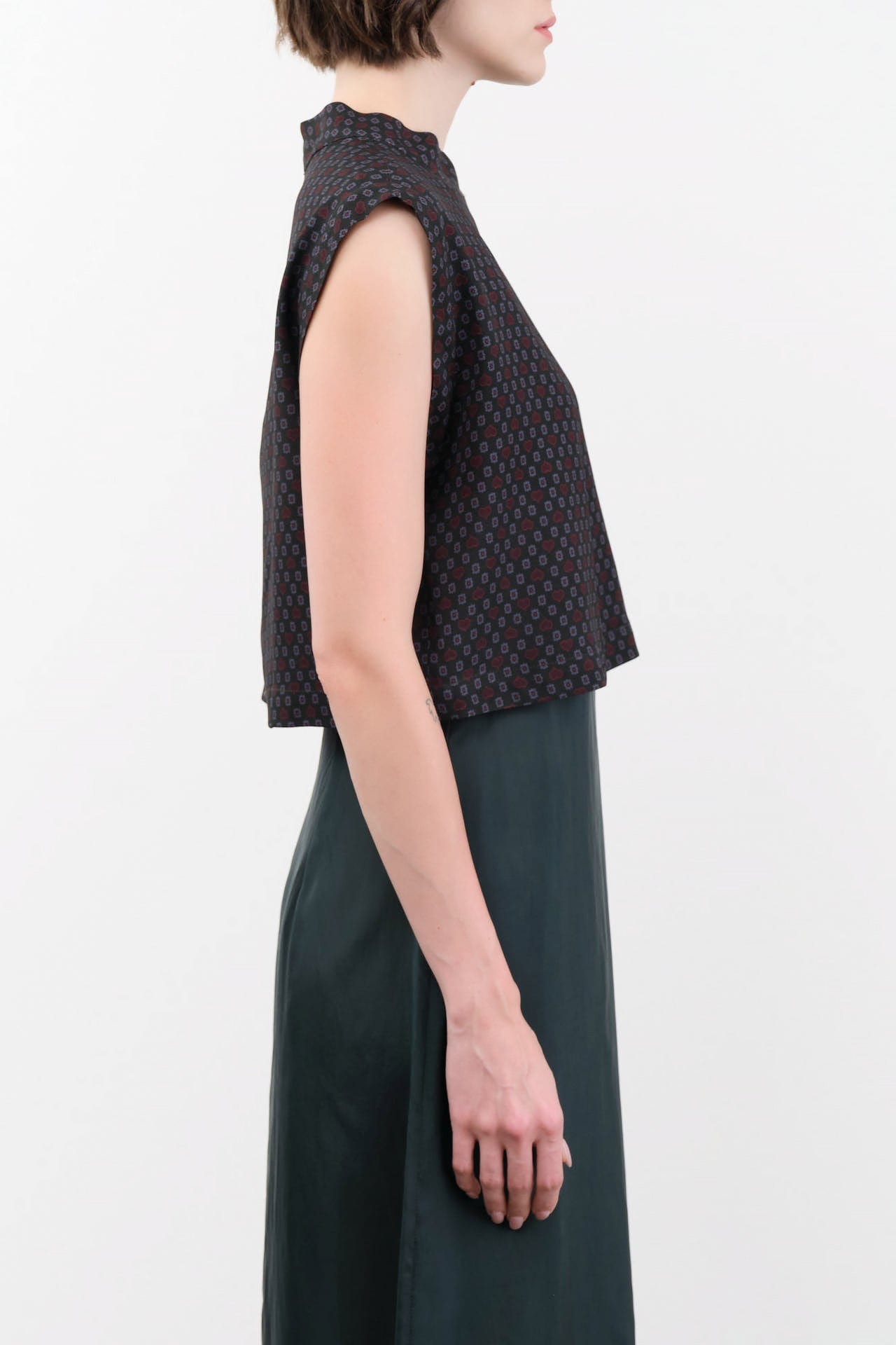 Rachel Comey Apparel Womens Blouses Bacchus Top in Evergreen Multi