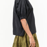 Rachel Comey Designer Brand Short Sleeve Ballaton Top in Black 