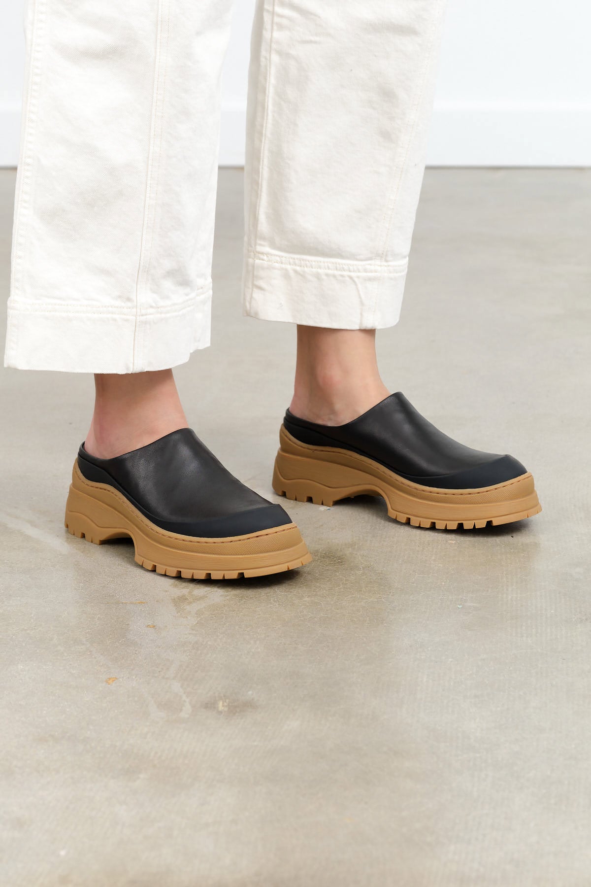 Rachel Comey Barla Mule in Black Leather and Rubber