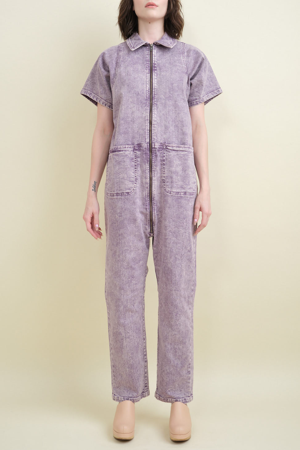 Front of Barrie Jumpsuit in Lilac