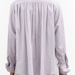 Becker Top Blouse by Rachel Comey in Light Purple Lavender Mauve with Button Cuffs Button Up Front and Curved Hem