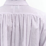 Rachel Comey Button Up Collared Blouse Becker Top with Gathered Back Yoke in Light Purple Lavender Mauve Color