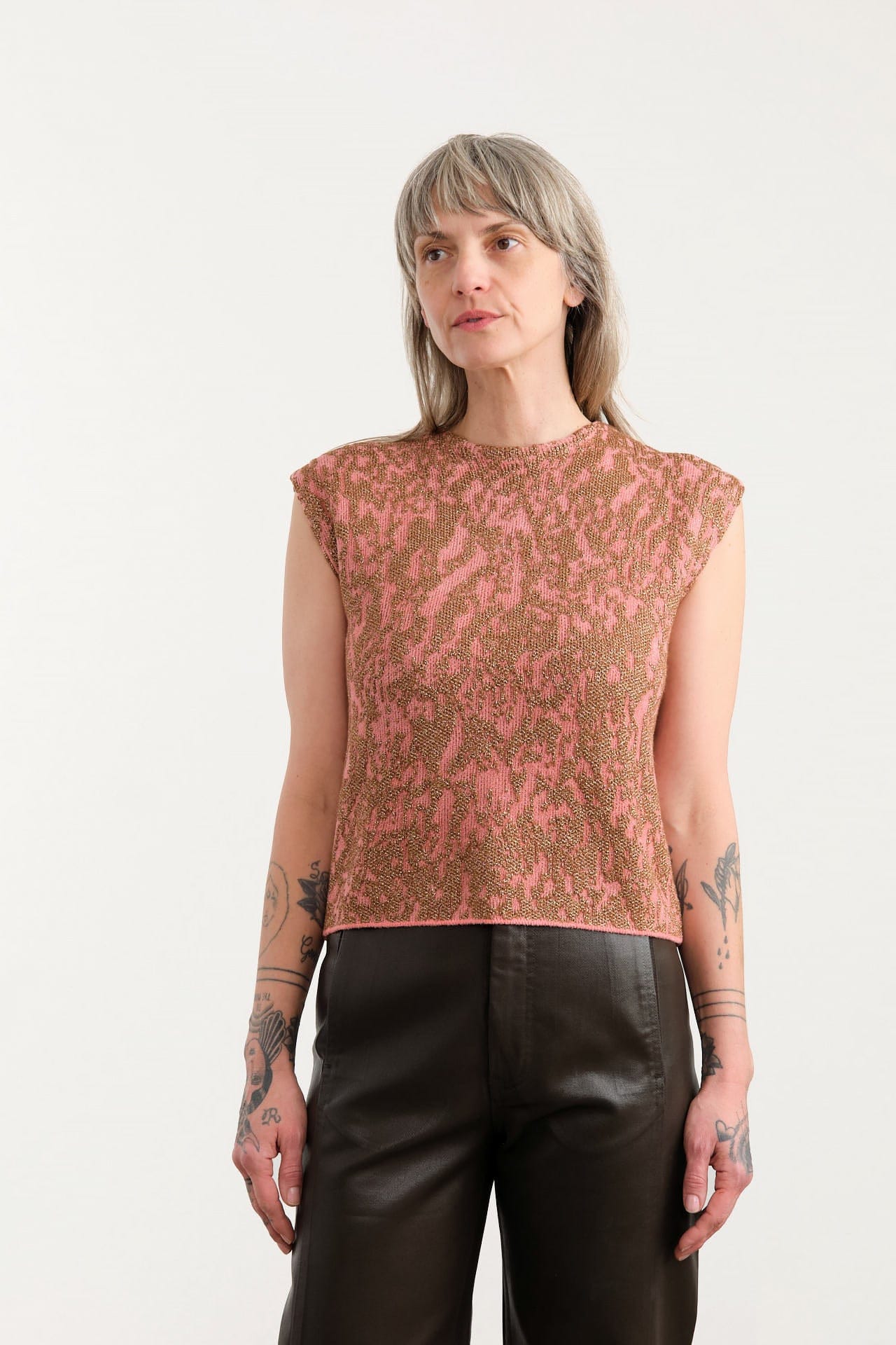 Rachel Comey Apparel Womens Sweaters Brocca Vest in Melon-Bronze