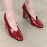 Classic Chloris High Heel Pump in Scarlet Red by Designer Brand Rachel Comey