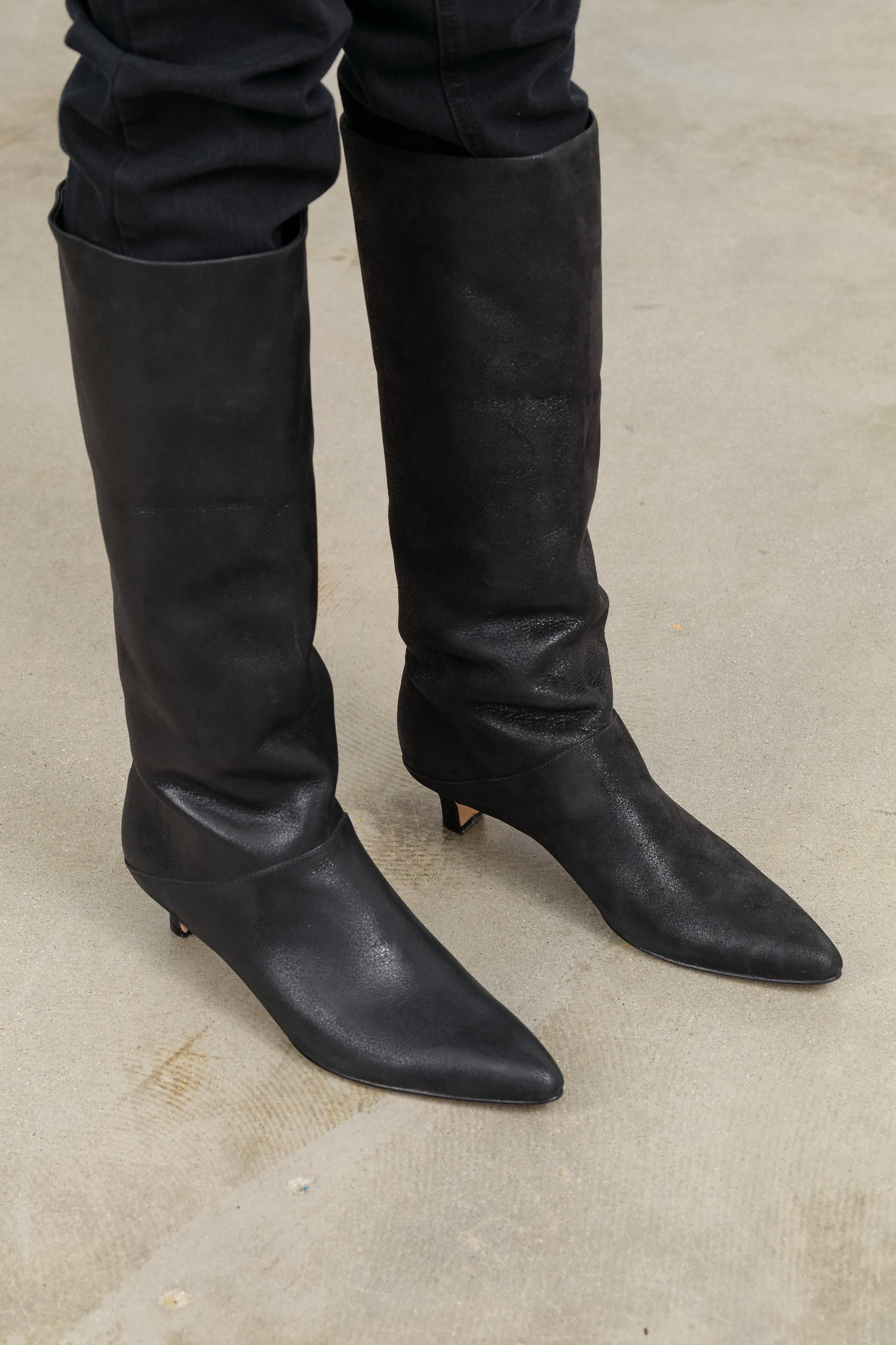 Black Clemmie Tall Boot with Kitten Heel by Rachel Comey Designer