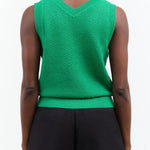 Dawson Vest Sleeveless in Green Grass with Back V Neck and Ribbed Hem by Rachel Comey