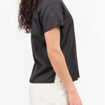 Rachel Comey Designer Brand Short Sleeve Delmara Silk Top in Black