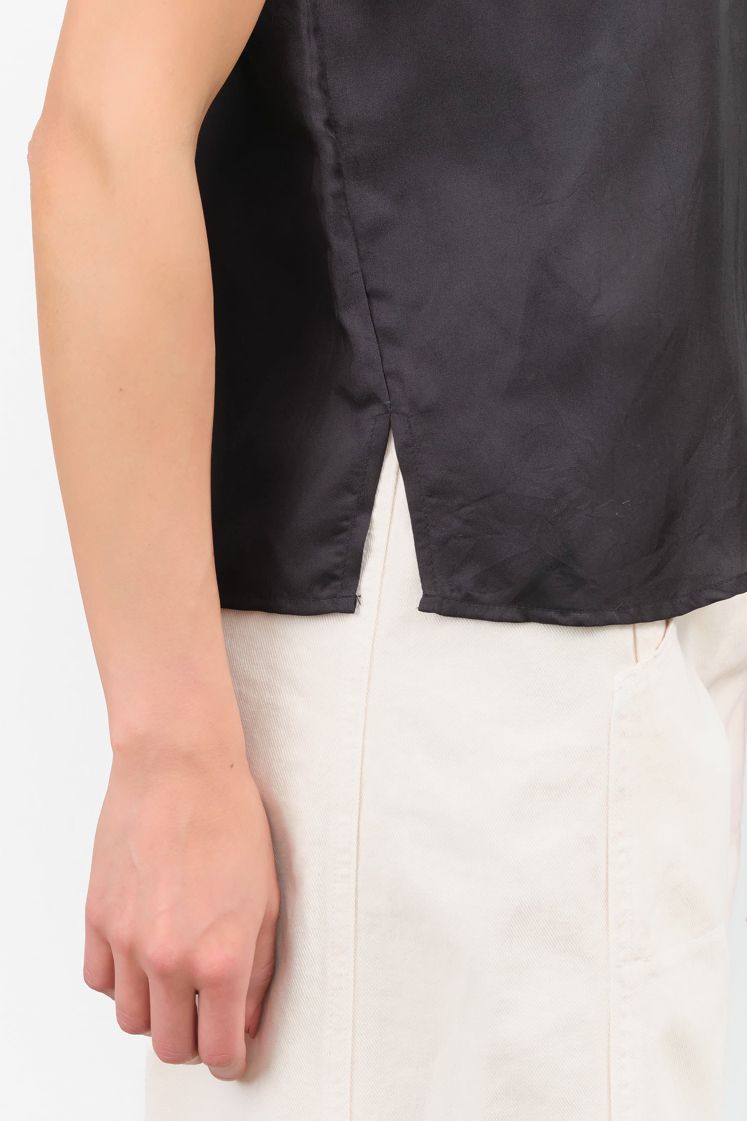 Short Sleeve Delmara Silk Top in Black by Rachel Comey Designer Brand 