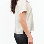 Rachel Comey Designer Brand Short Sleeve Delmara Silk Top in Dove White 