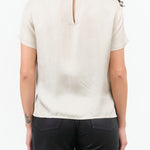 Dove White Short Sleeve Delmara Silk Top by Rachel Comey Designer Brand 