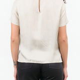 Dove White Short Sleeve Delmara Silk Top by Rachel Comey Designer Brand 