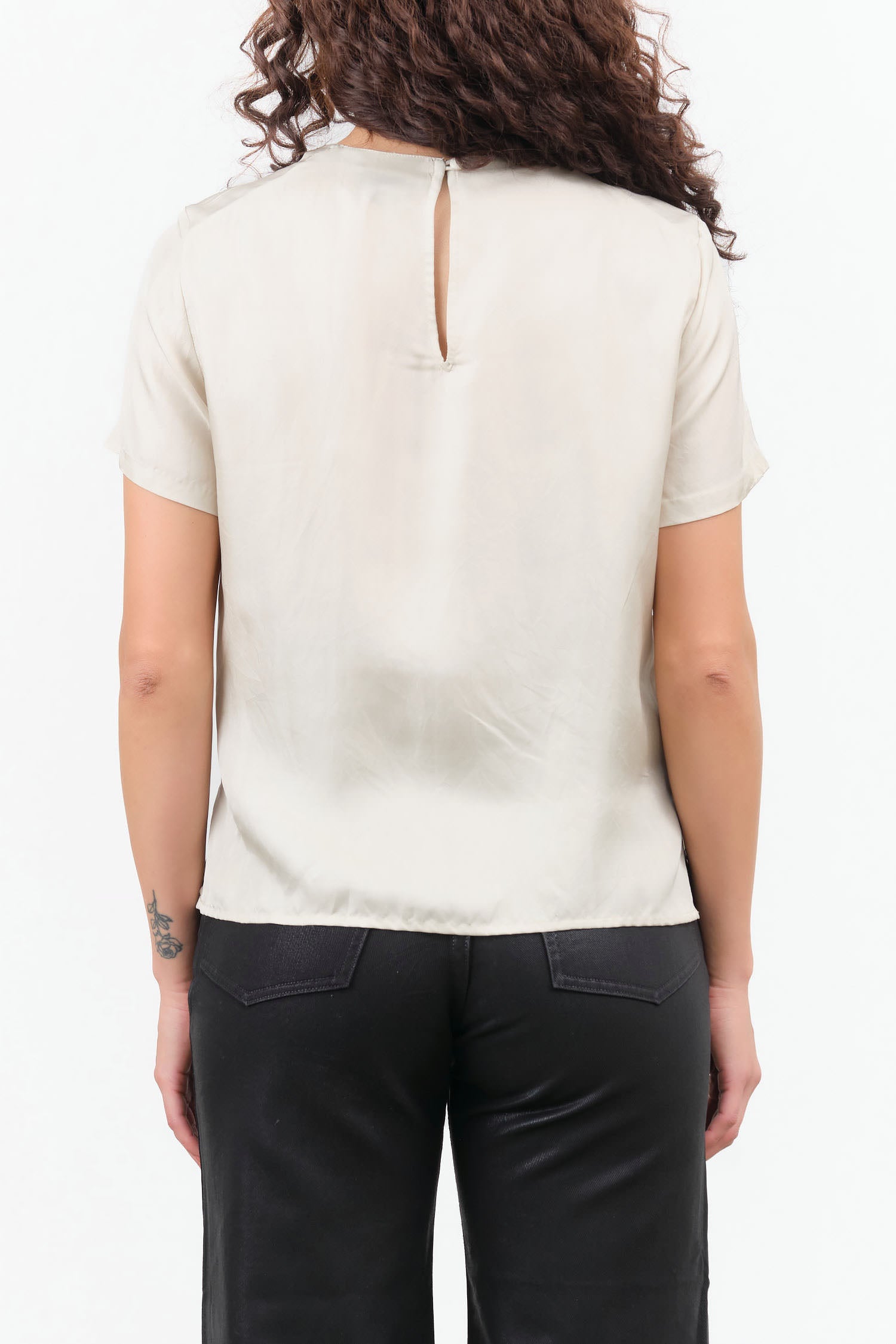 Dove White Short Sleeve Delmara Silk Top by Rachel Comey Designer Brand 