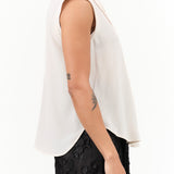 Rachel Comey Designer Brand Sleeveless Button Up Blouse Duston Top with Collar in Ivory White 