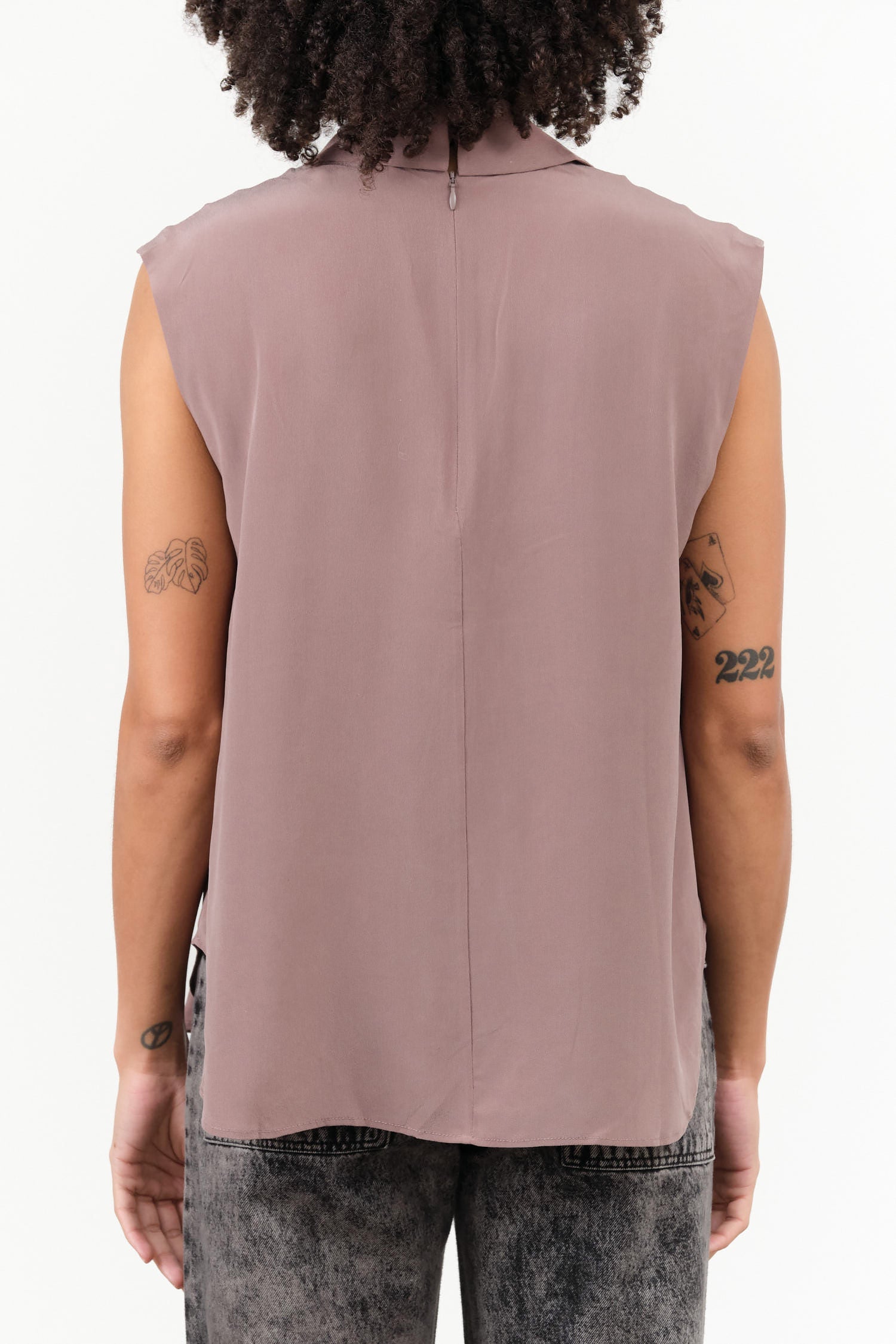 Mauve Purple Sleeveless Button Up Blouse Duston Top with Collar by Rachel Comey Designer Brand 