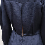 Rachel Comey Open Back Long Sleeve Fira Dress in Dark Blue Navy