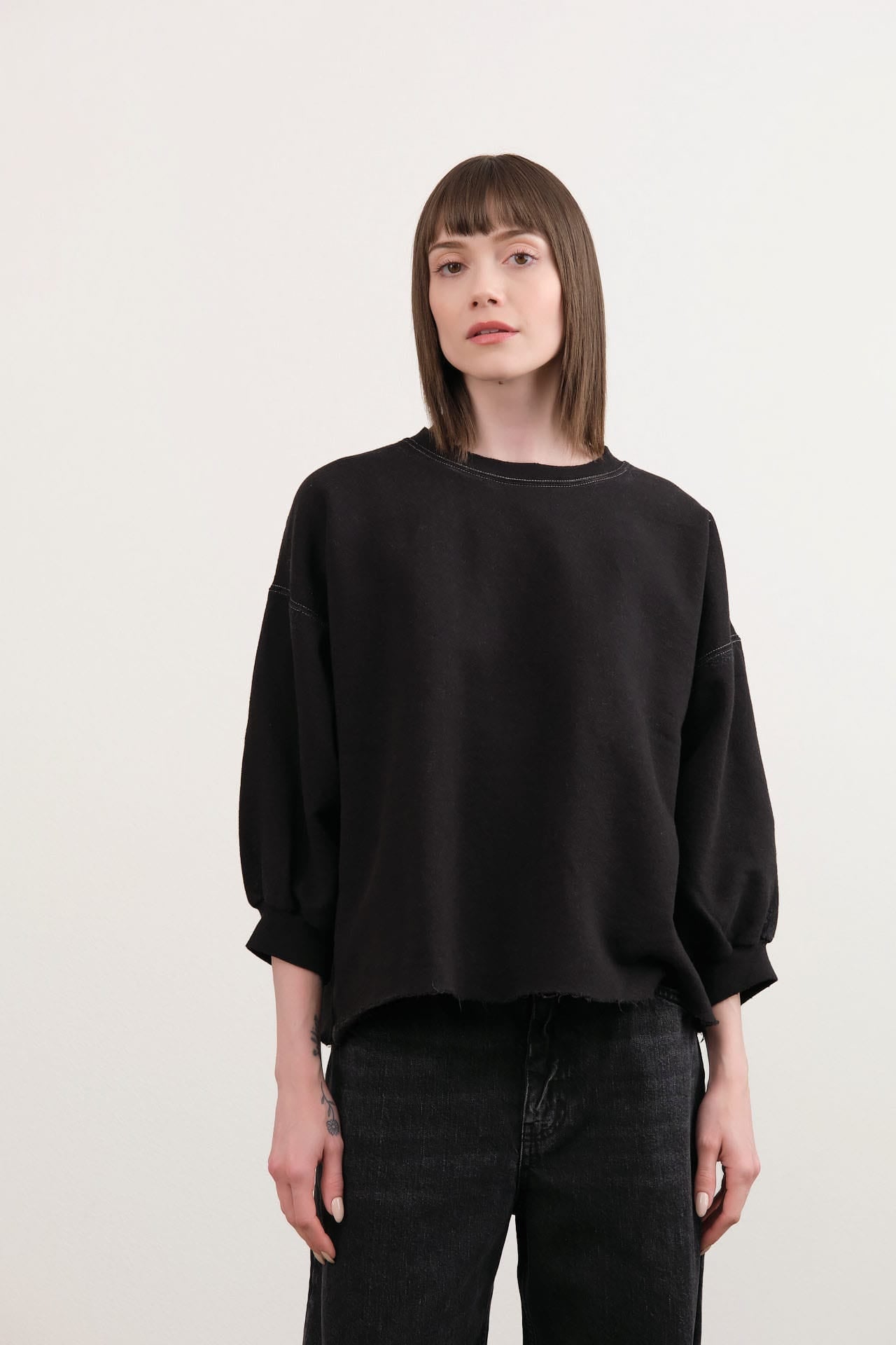 Rachel Comey Apparel Womens Blouses Fond Sweatshirt in Charcoal Charcoal / XS/S