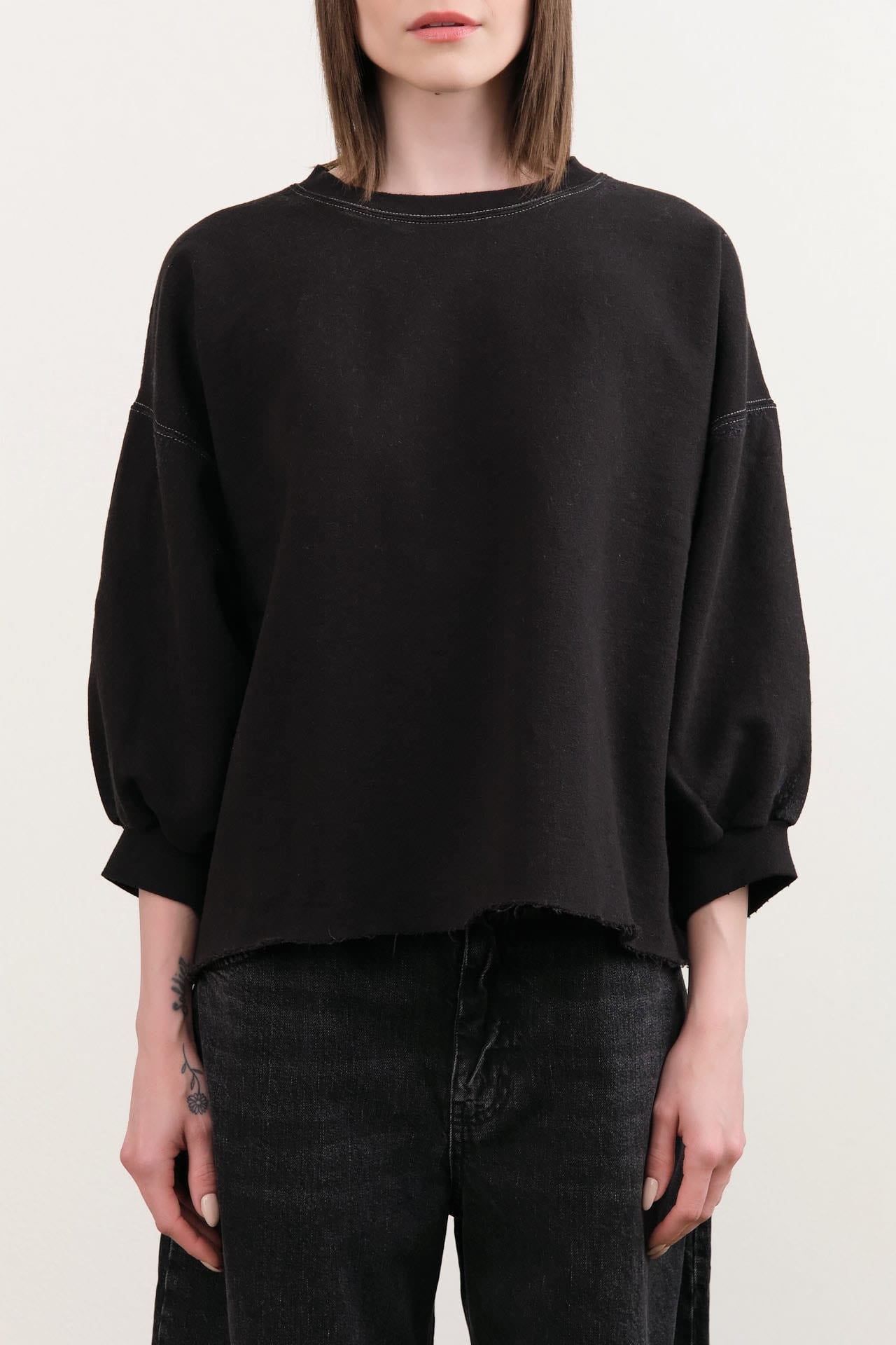 Rachel Comey Apparel Womens Blouses Fond Sweatshirt in Charcoal Charcoal / XS/S