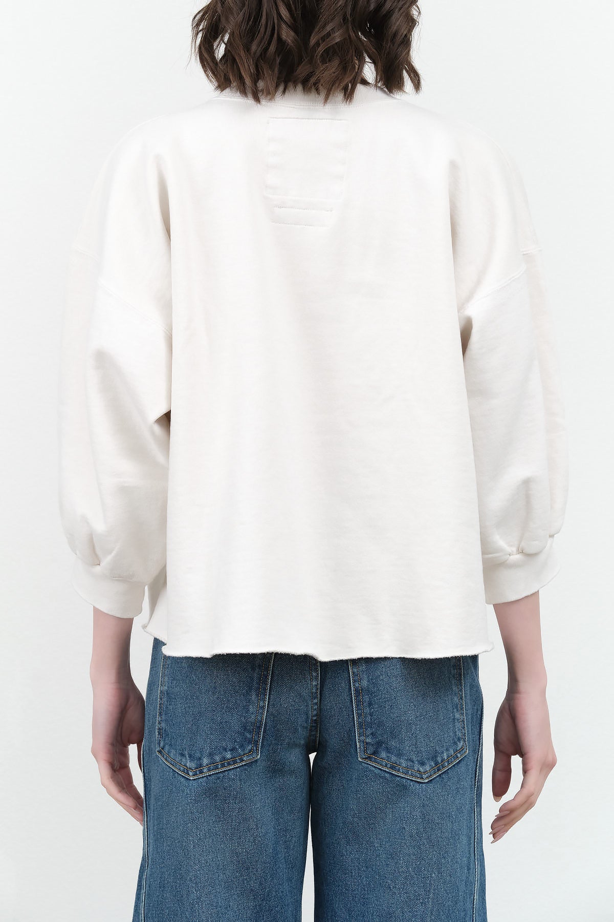 Oversized Cropped Fond Sweatshirt in Dirty White by Designer Brand Rachel Comey 