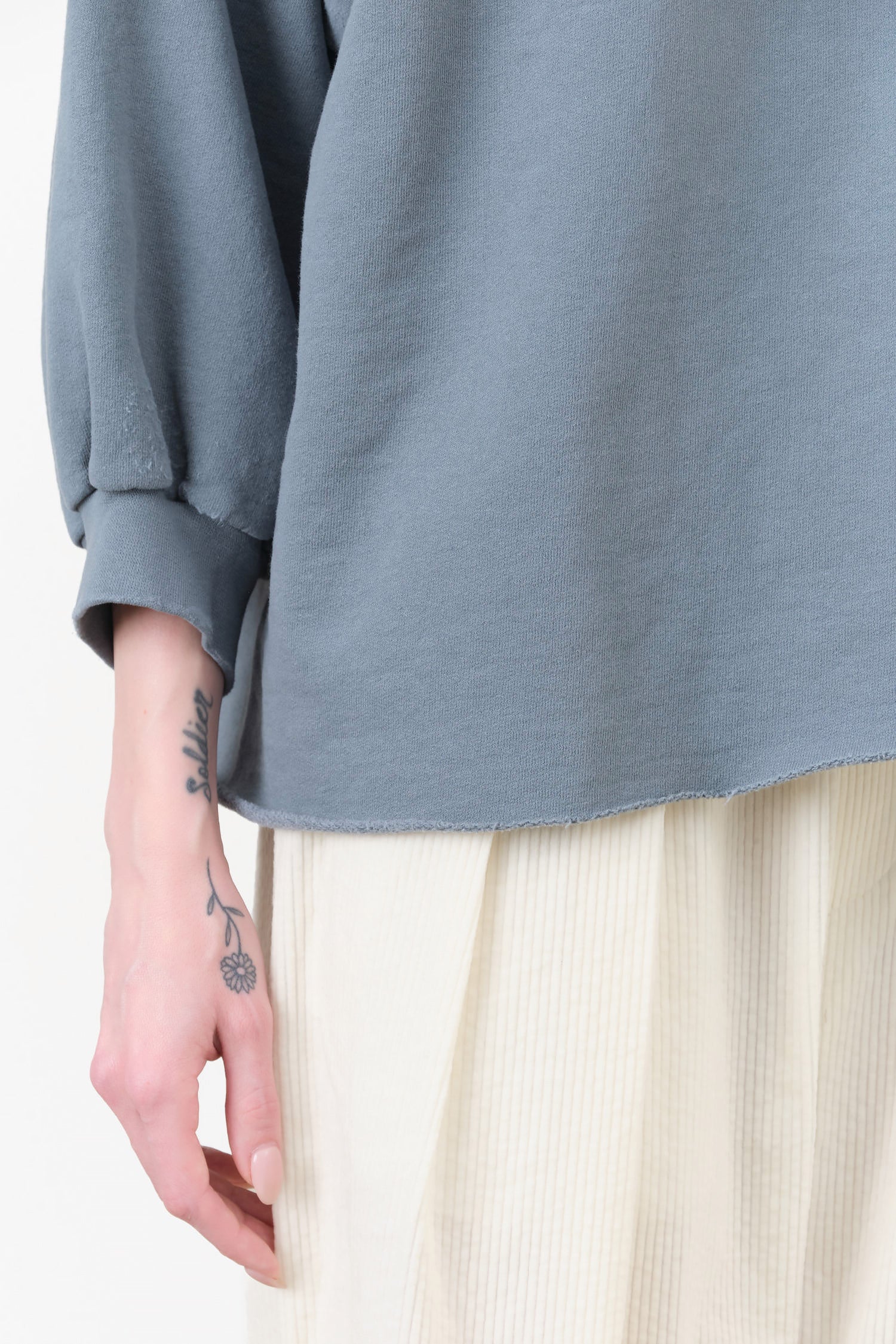 Balloon Sleeve Fond Sweatshirt in Petrol Blue by Rachel Comey Designer Brand 