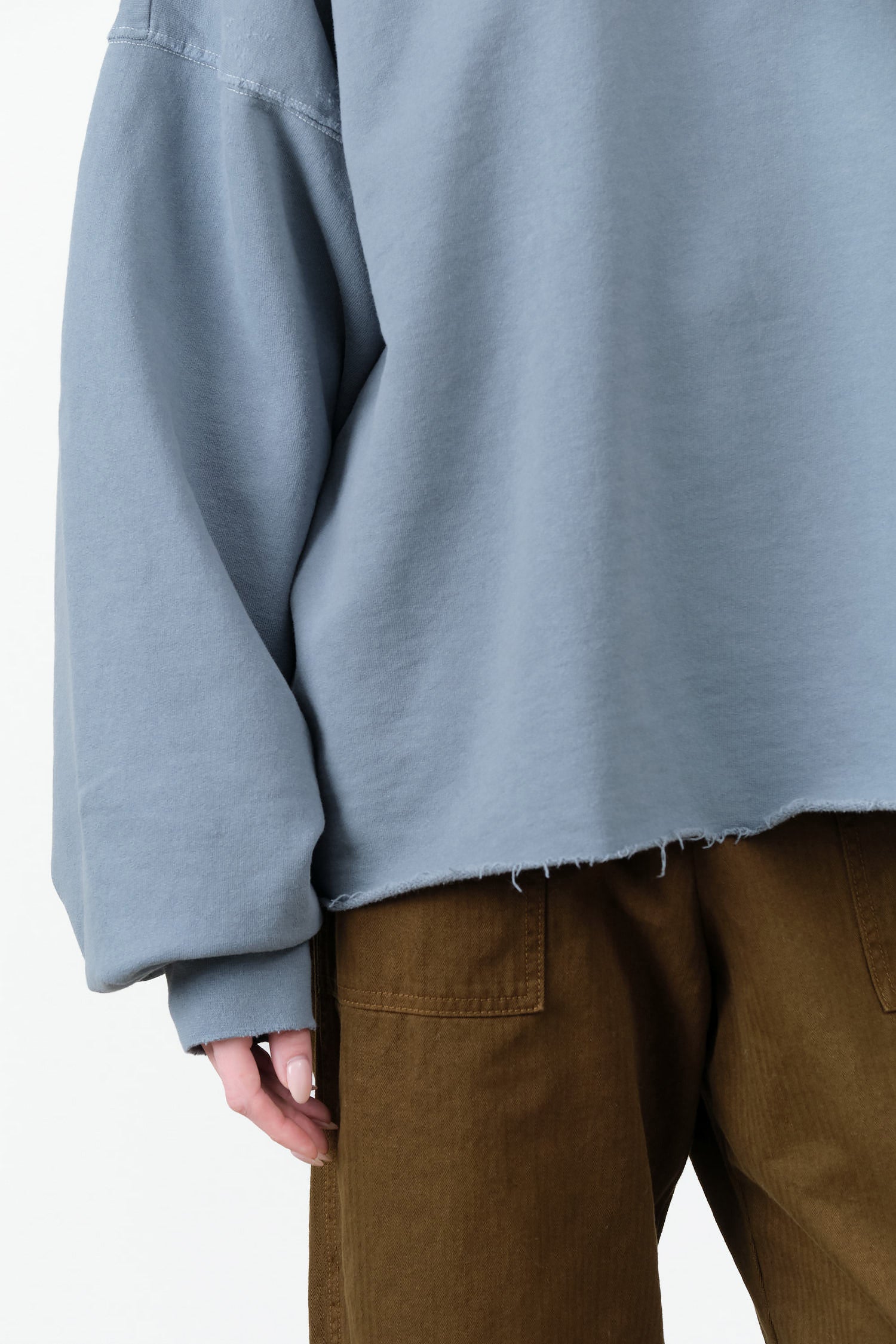 Long Sleeve Fonder Crewneck Sweatshirt in Petrol Blue by Rachel Comey Designer Brand 