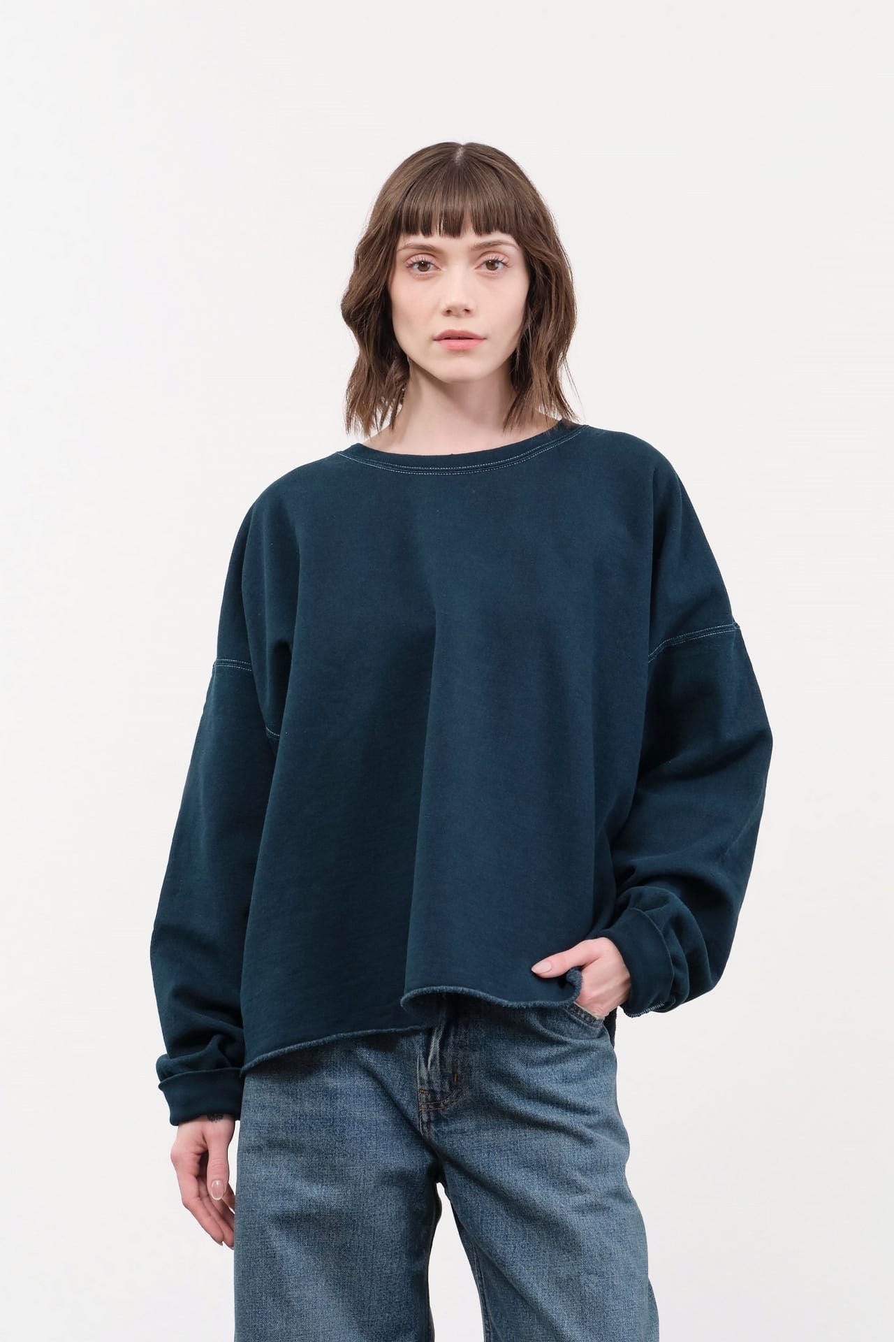 Rachel Comey Apparel Womens Lounge Fonder Sweatshirt in Teal Teal / XS/S