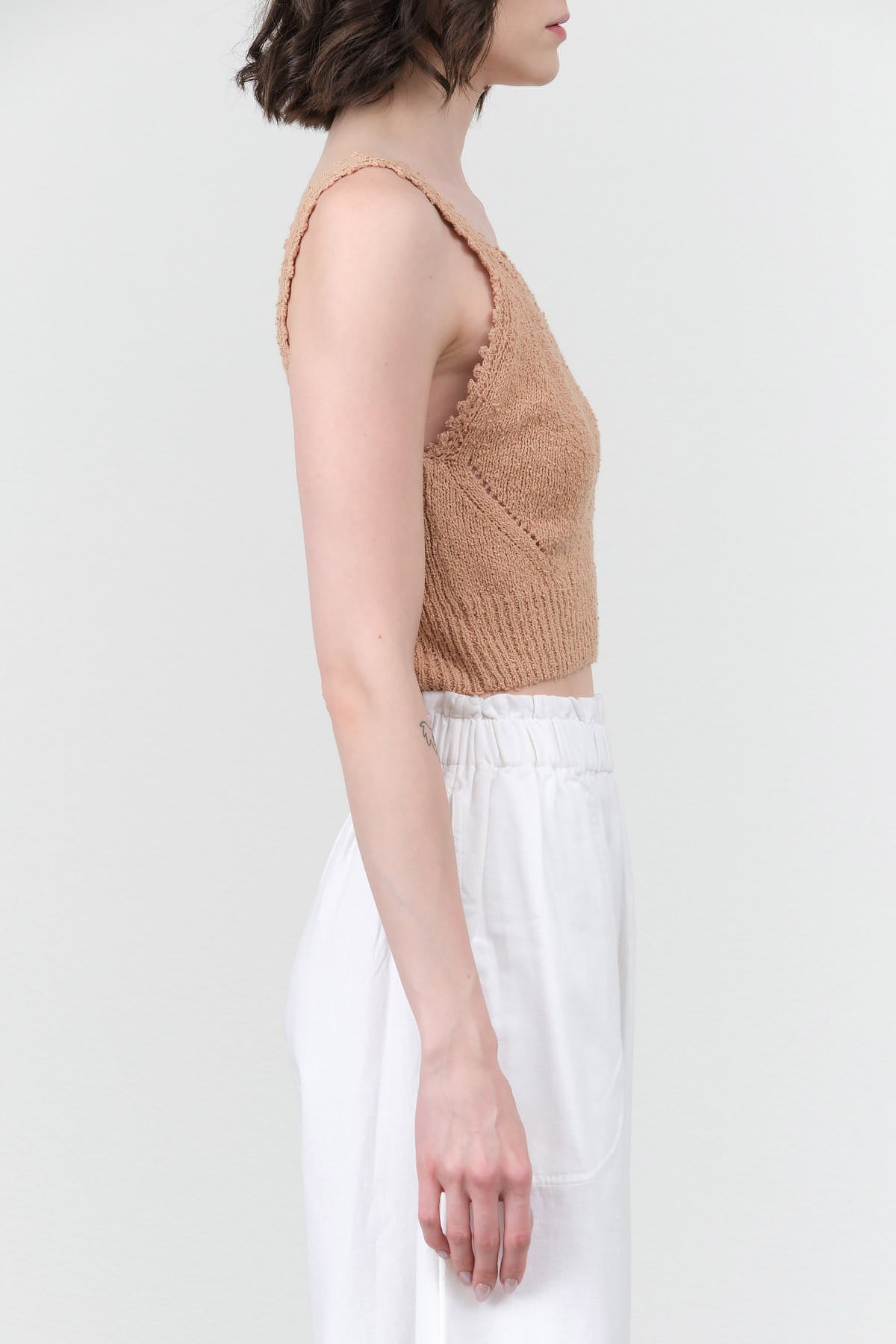 Rachel Comey Tan Camel Cropped Knit Tank Hana Top