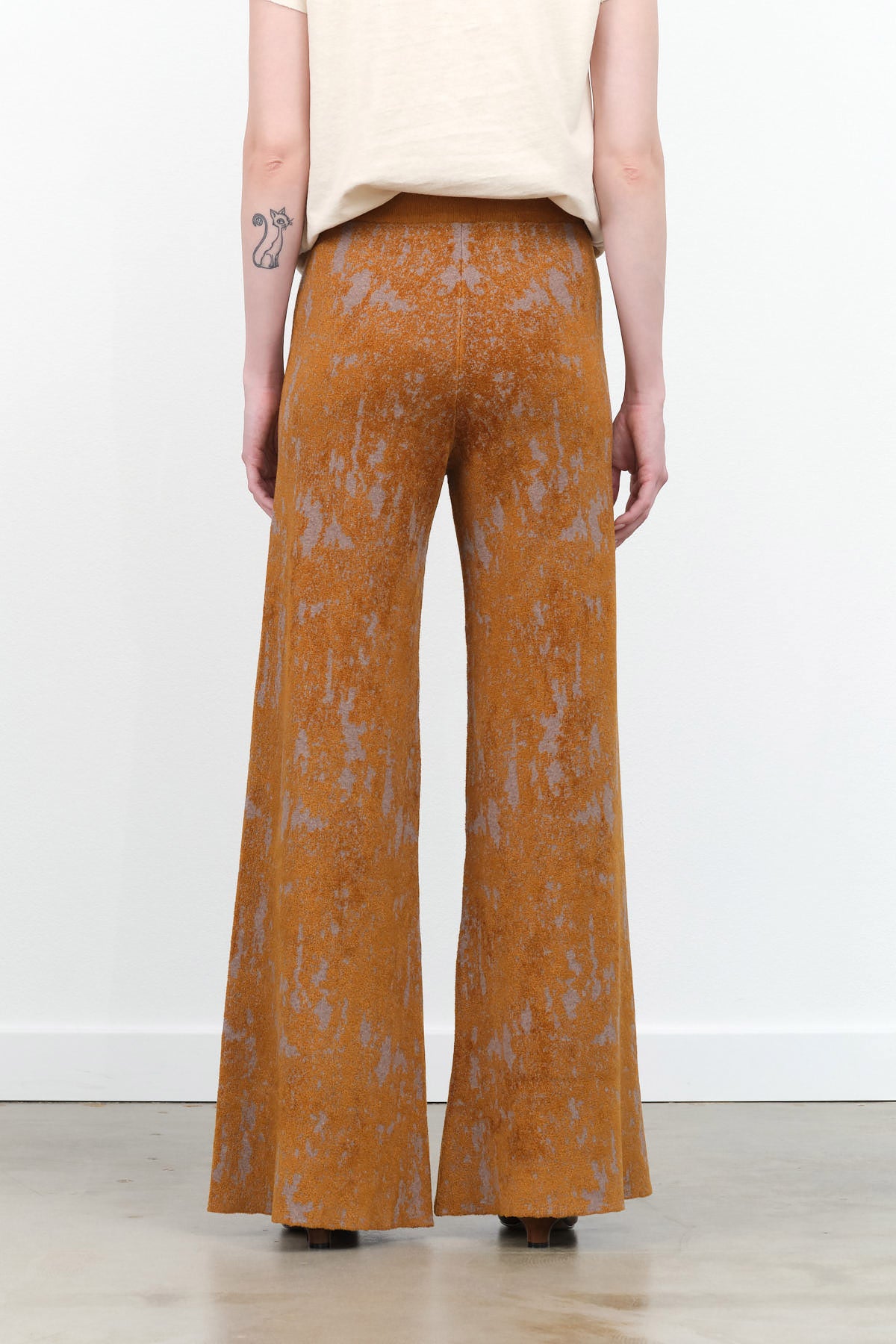 Super Soft Chenille Jacquard Wide Leg Jinx Pant in Old Gold Multi by Designer Brand Rachel Comey