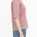 Rachel Comey Designer Brand Knit Kuovi Short Sleeve T-Shirt Sweater Top in Lavender Pink Multi Print