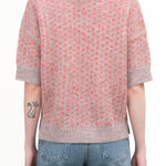 Lavender Pink Multi Print Knit Kuovi Short Sleeve T-Shirt Sweater Top by Rachel Comey Designer Brand 