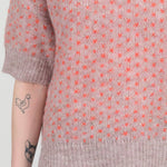 Rachel Comey Designer Brand Lavender Pink Multi Print Knit Kuovi Short Sleeve T-Shirt Sweater Top