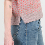 Knit Kuovi Short Sleeve T-Shirt Sweater Top in Lavender Pink Multi Print by Rachel Comey Designer Brand 