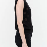 Designer Brand Rachel Comey Tank Top Mael Shell Sheer Circle Design in Black