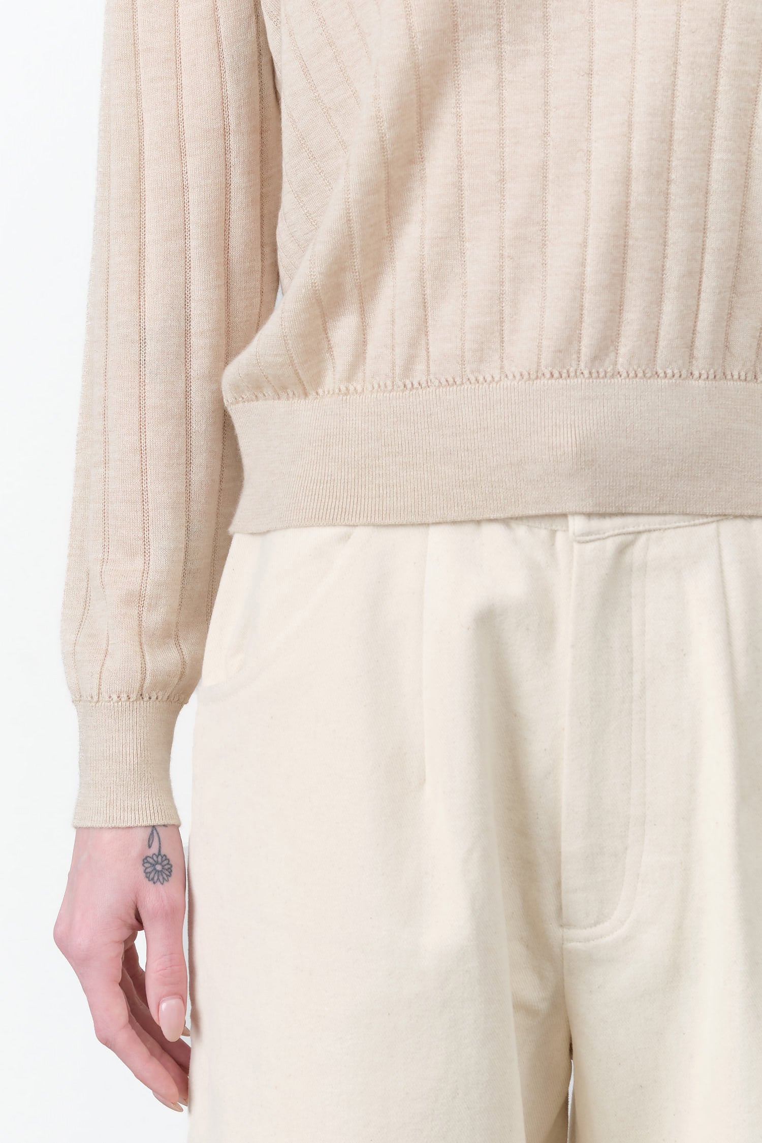 Marion V-Neck Sweater in Cream Tan by Rachel Comey Designer Brand 