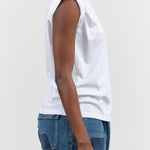 Rachel Comey White Miles Tee with Rolled Cuffed Sleeve 