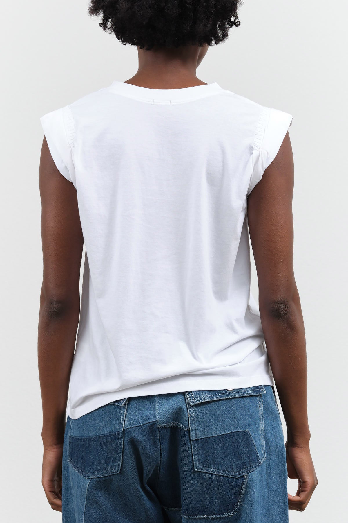 Bright White Miles Tee with Cap Short Sleeve and Crew Neckline by Rachel Comey