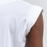 Rachel Comey Miles Tee in Bright White with Cap Sleeve Detail and Crewneck