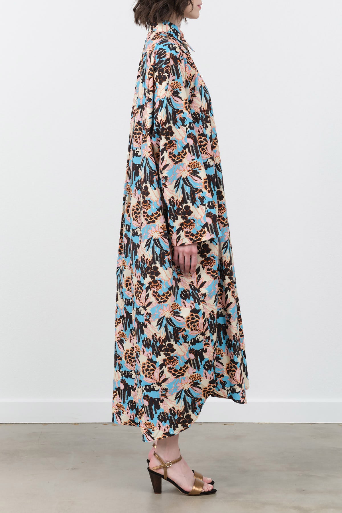 Rachel Comey Blue Forest Print Naz Dress Full Length and Collar