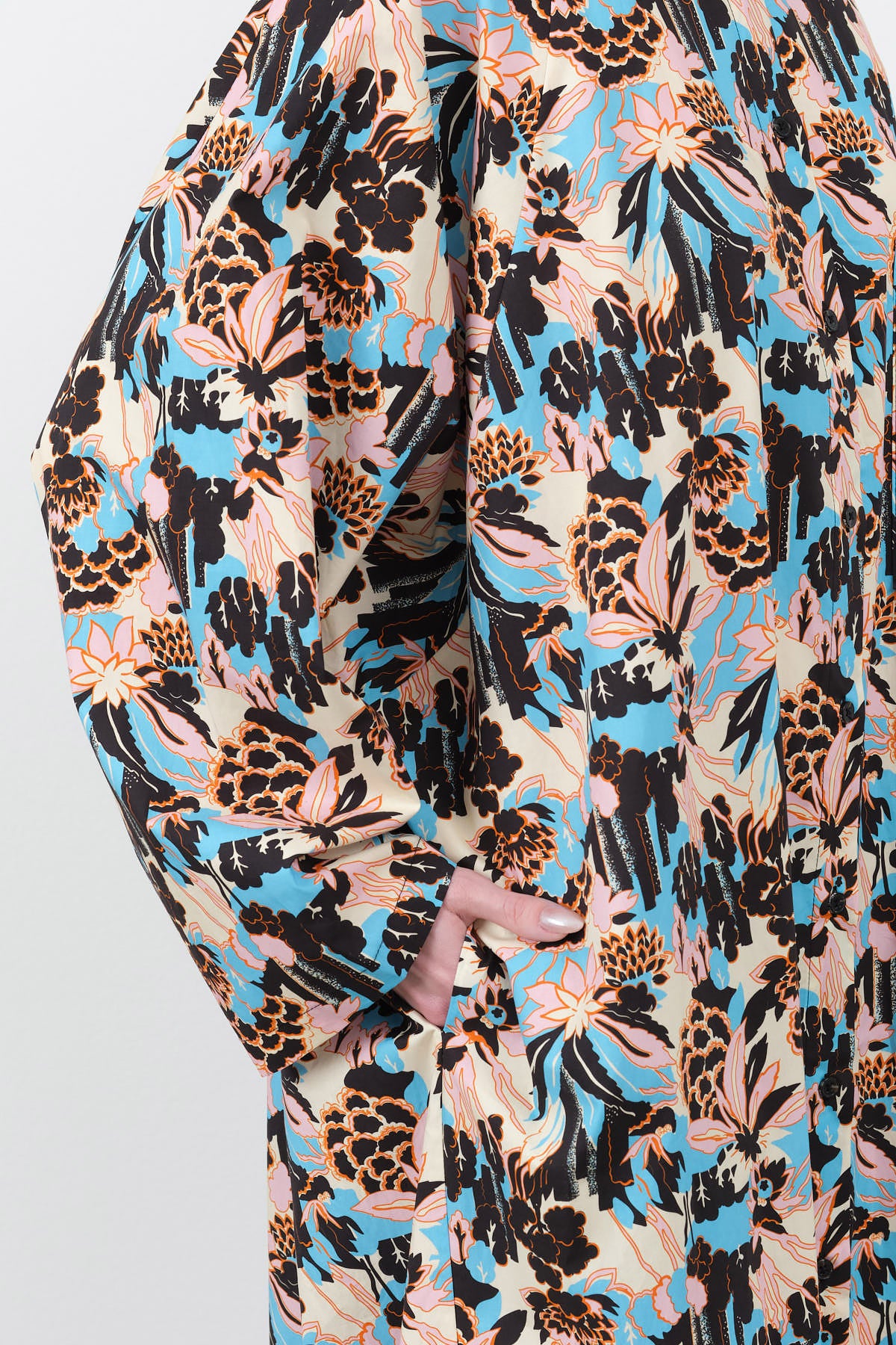 Long Sleeve Collared Dress by Rachel Comey Naz Dress in Blue and Pink Flower Print