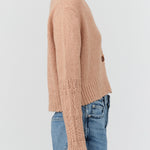 Rachel Comey Long Sleeve Olia Cardigan in Tan Camel Brown with Cutouts on Sleeve