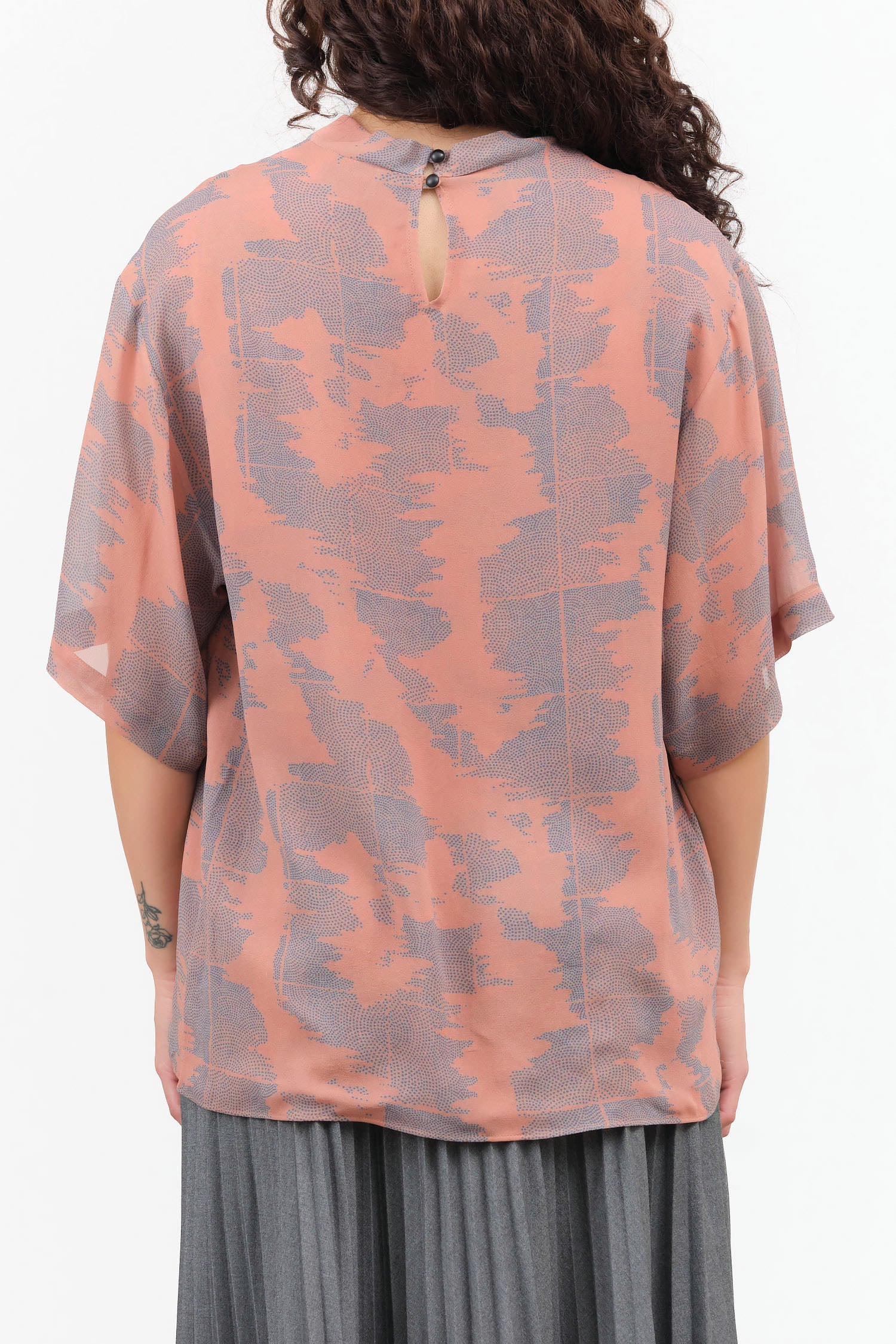 Short Sleeve Silk Pisano Top in Mocha Pink by Rachel Comey Designer Brand 