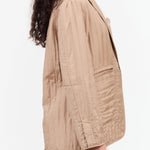 Rachel Comey Designer Brand Long Sleeve Quilted Silk Quinz Blazer in Khaki Gold Brown