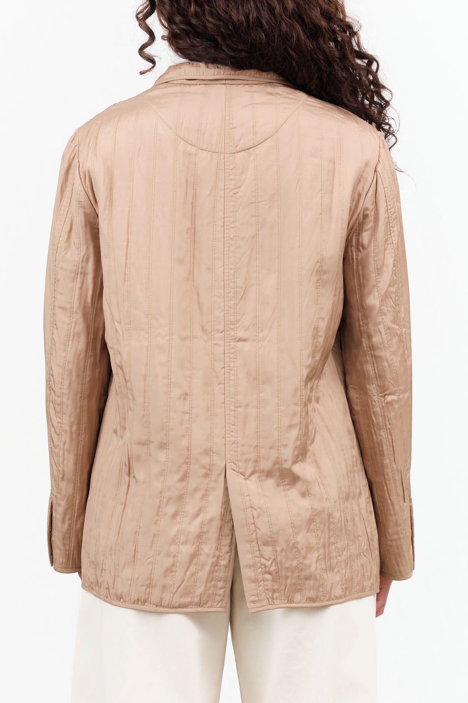 Rachel Comey Designer Brand Khaki Gold Brown Long Sleeve Quilted Silk Quinz Blazer