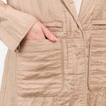 Khaki Gold Brown Long Sleeve Quilted Silk Quinz Blazer by Rachel Comey Designer Brand 