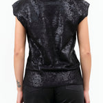 Sleeveless Reis Vest in Black with Metallic Foil by Rachel Comey Designer Brand 