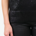 Rachel Comey Designer Brand Sleeveless Reis Vest in Black with Metallic Foil 