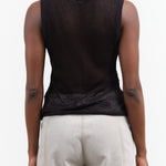 Black Sheer Rachel Comey Rhett Top Long Tank with Open Weave